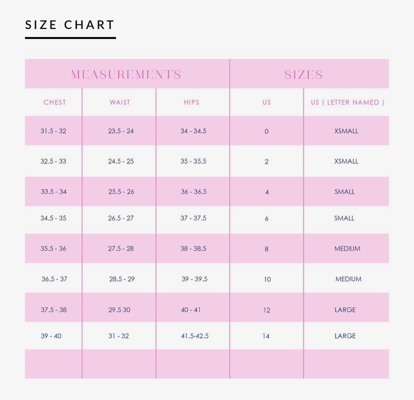 Size Chart - Opulence Luxe Boutique