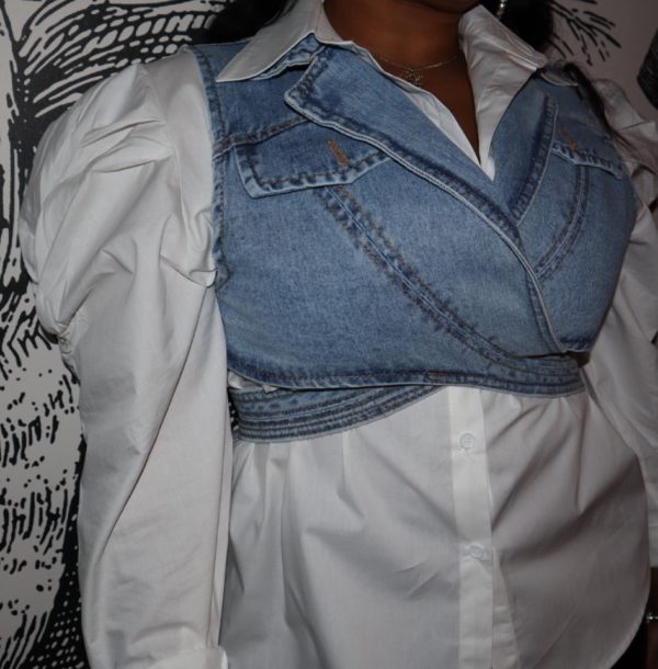 Criss Cross Denim Top - Image 2