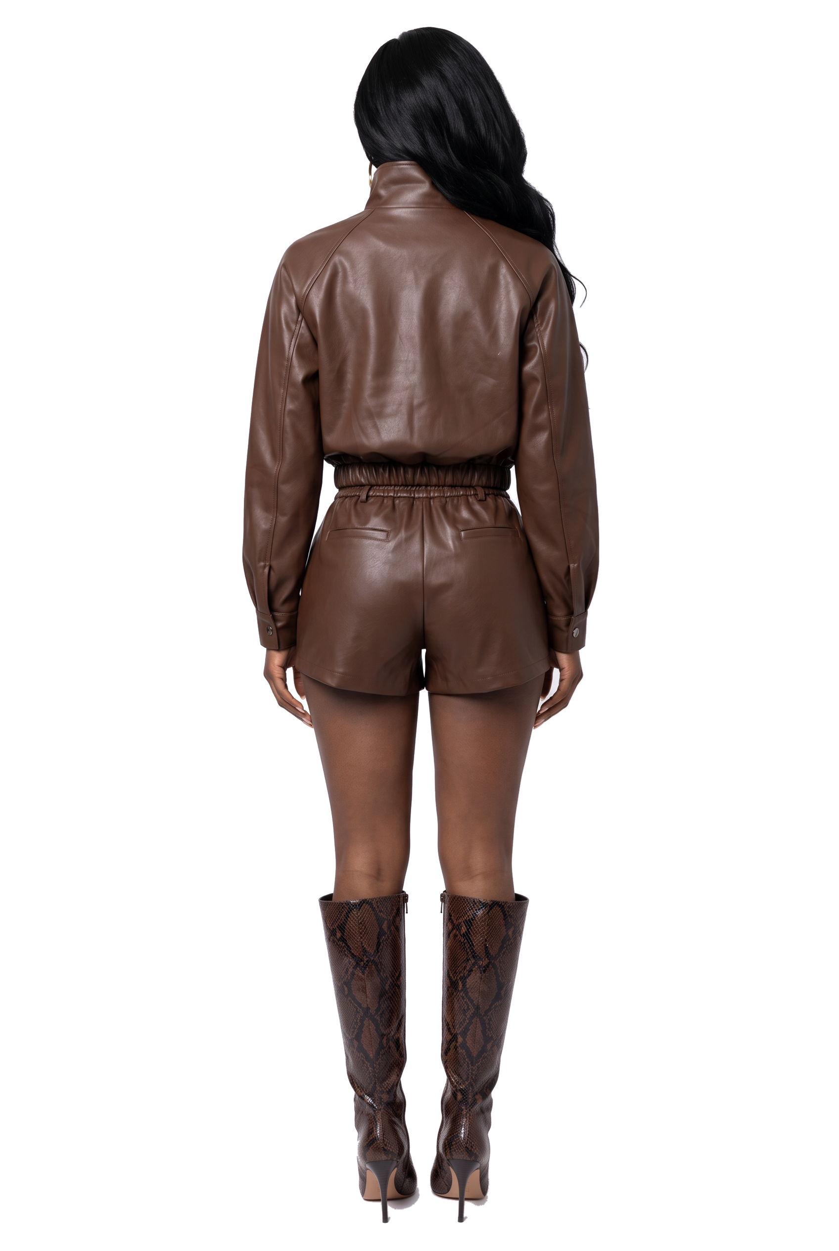 Kelly Vegan Leather Short Set back view - Opulence Luxe Boutique