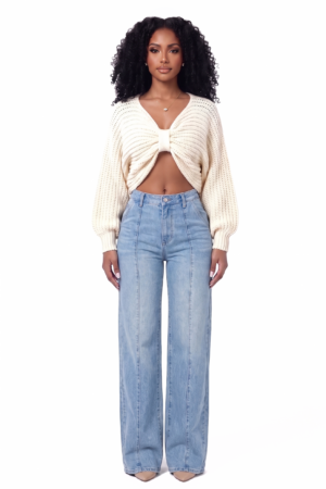 The Twist Me Cropped Sweater front view - Opulence Luxe Boutique