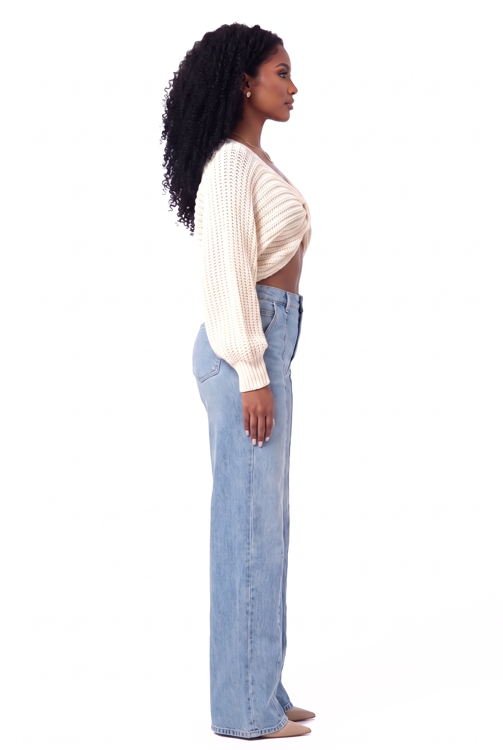 The Twist Me Cropped Sweater side view - Opulence Luxe Boutique